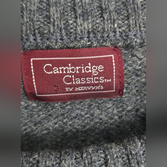 Vintage Cambridge Classics Sweater Men's XL Argyle Shetland 100%  Wool Gray - Picture 3 of 13